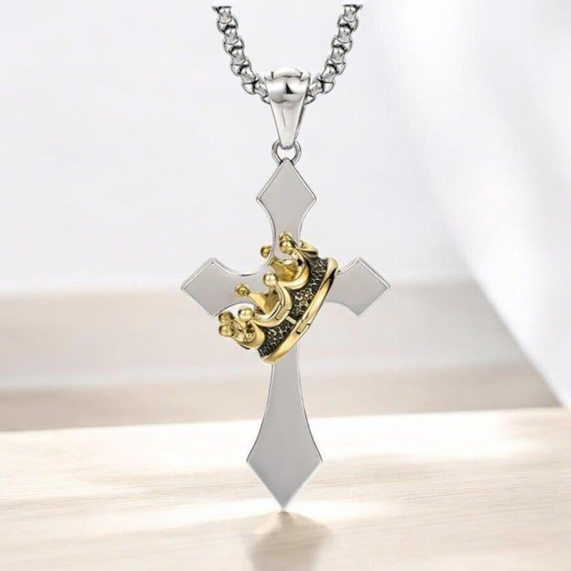 His Crown - Cross and Crown Men Necklace