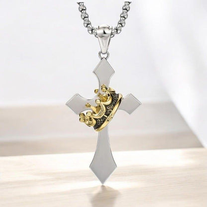 His Crown - Cross and Crown Men Necklace
