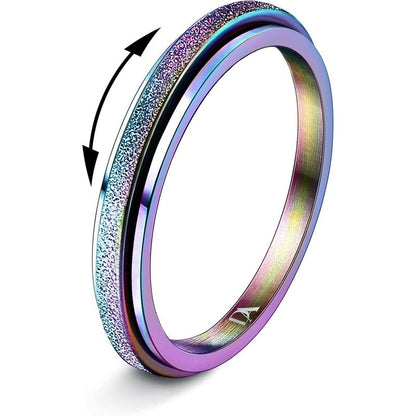 Trendy Fidget Rings for Women Men -2 4Mm Titanium Steel Spinner Ring for Anxiety Stress Relief Glitter Sandblast Spinning Figit Anxiety Jewelry for Women Gifts