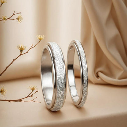 Trendy Fidget Rings for Women Men -2 4Mm Titanium Steel Spinner Ring for Anxiety Stress Relief Glitter Sandblast Spinning Figit Anxiety Jewelry for Women Gifts