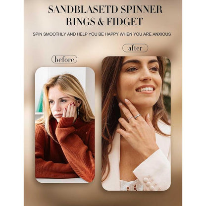 Trendy Fidget Rings for Women Men -2 4Mm Titanium Steel Spinner Ring for Anxiety Stress Relief Glitter Sandblast Spinning Figit Anxiety Jewelry for Women Gifts