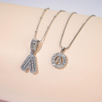 2 Pack Initial Letter Pendant Necklaces with Zircon Stones for Women, 14K Gold Plated Alphabet Necklace, Fashion Jewelry for Parties & Birthdays, Personalized Jewelry Gift