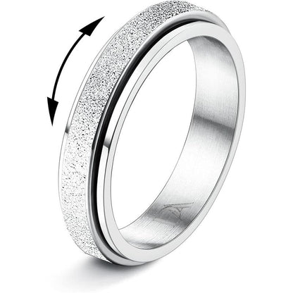 Trendy Fidget Rings for Women Men -2 4Mm Titanium Steel Spinner Ring for Anxiety Stress Relief Glitter Sandblast Spinning Figit Anxiety Jewelry for Women Gifts