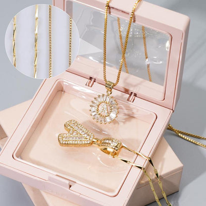 2 Pack Initial Letter Pendant Necklaces with Zircon Stones for Women, 14K Gold Plated Alphabet Necklace, Fashion Jewelry for Parties & Birthdays, Personalized Jewelry Gift