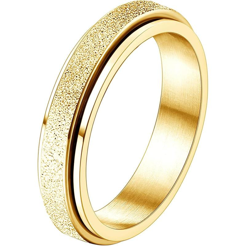 Trendy Fidget Rings for Women Men -2 4Mm Titanium Steel Spinner Ring for Anxiety Stress Relief Glitter Sandblast Spinning Figit Anxiety Jewelry for Women Gifts