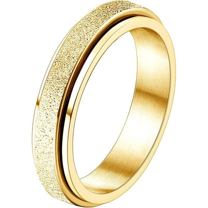 Trendy Fidget Rings for Women Men -2 4Mm Titanium Steel Spinner Ring for Anxiety Stress Relief Glitter Sandblast Spinning Figit Anxiety Jewelry for Women Gifts