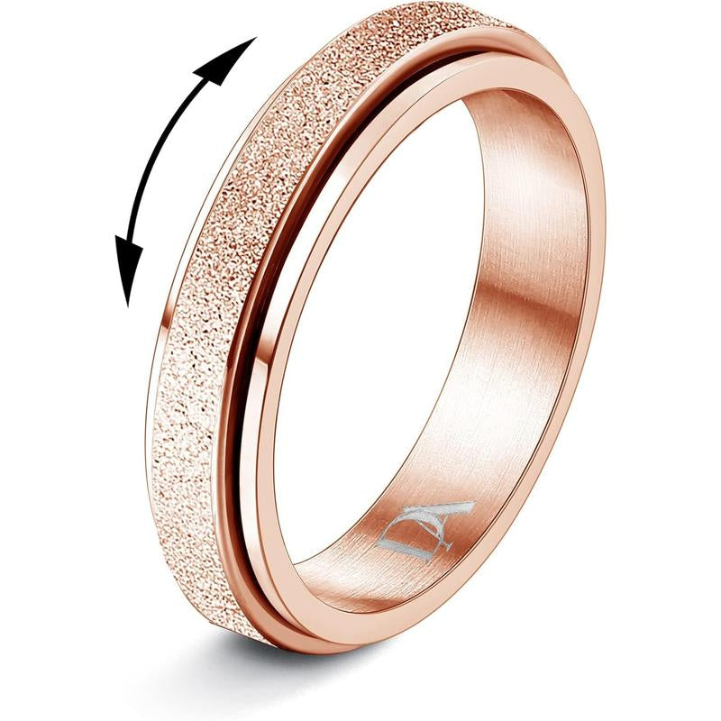 Trendy Fidget Rings for Women Men -2 4Mm Titanium Steel Spinner Ring for Anxiety Stress Relief Glitter Sandblast Spinning Figit Anxiety Jewelry for Women Gifts