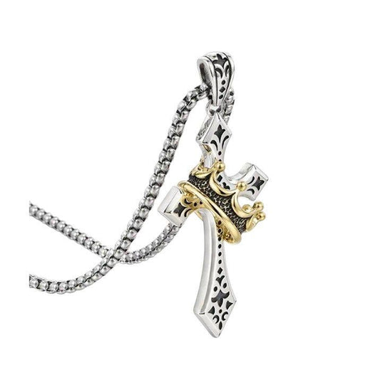 His Crown - Cross and Crown Men Necklace