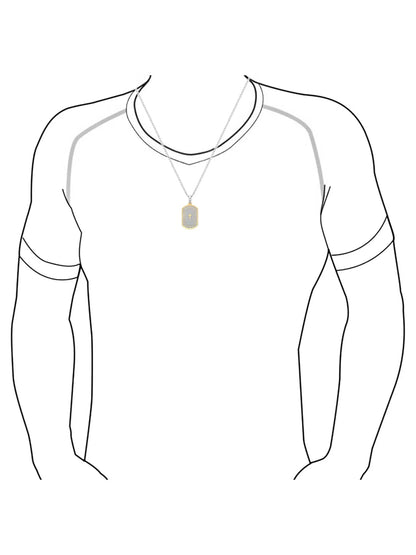Men's Two-Tone Stainless Steel the Lord's Prayer Dog Tag Pendant Necklace