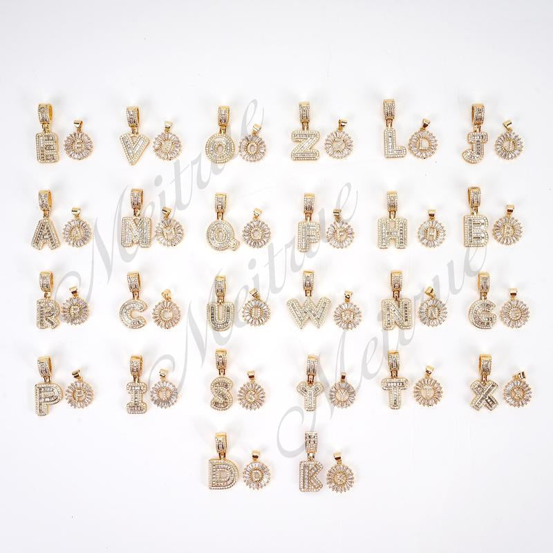 2 Pack Initial Letter Pendant Necklaces with Zircon Stones for Women, 14K Gold Plated Alphabet Necklace, Fashion Jewelry for Parties & Birthdays, Personalized Jewelry Gift