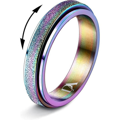 Trendy Fidget Rings for Women Men -2 4Mm Titanium Steel Spinner Ring for Anxiety Stress Relief Glitter Sandblast Spinning Figit Anxiety Jewelry for Women Gifts