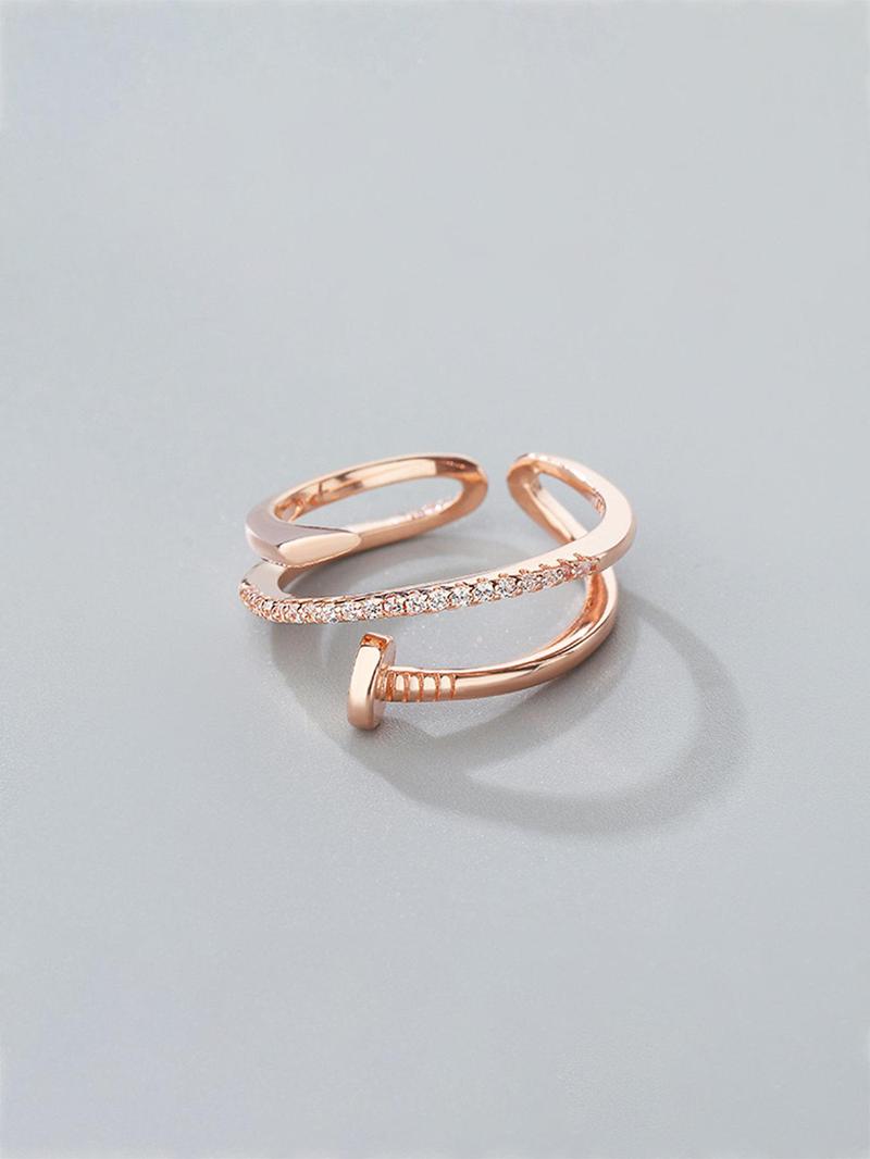 Sterling Silver Fashionable Wrap Nail Design Ring